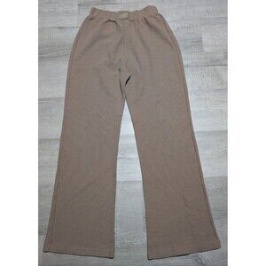 Comfrt Womens Waffle Knit Wide Leg Lounge Pants Size Small Light Brown
